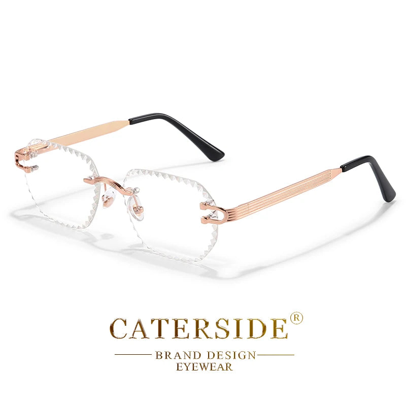 CATERSIDE New Rimless Sunglasses Men Square Fashion Cutting Lens Brand Design Sun Glasses for Women Party Festival Eyewear Gift