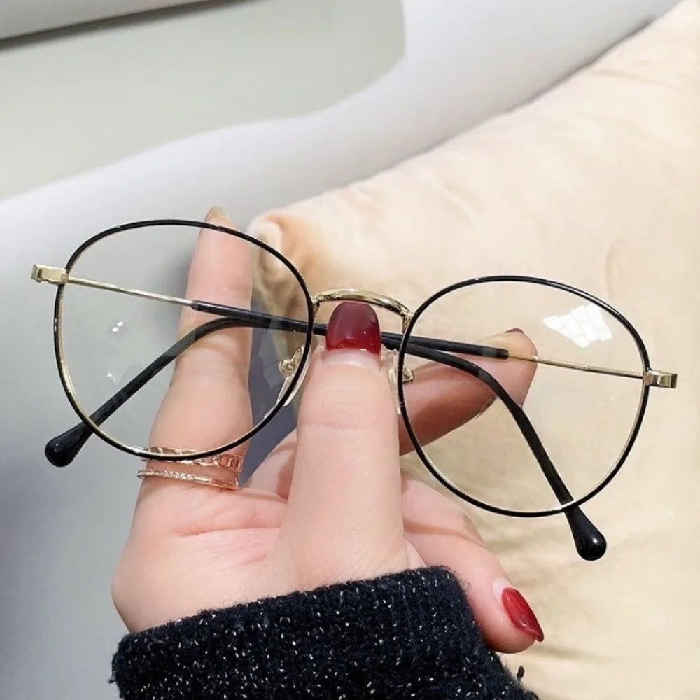 Anti Blue Light Myopia Glasses Women Oval Metal Frame Computer Glasses Fashion Glasses