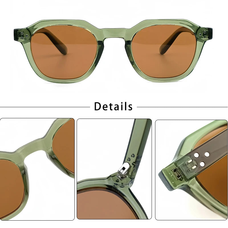 CATERSIDE Retro Polarized Sunglasses Men Acetate Temple / TR Frame Polygon Women Sun Glasses High Quality Travel UV400 Eyewear