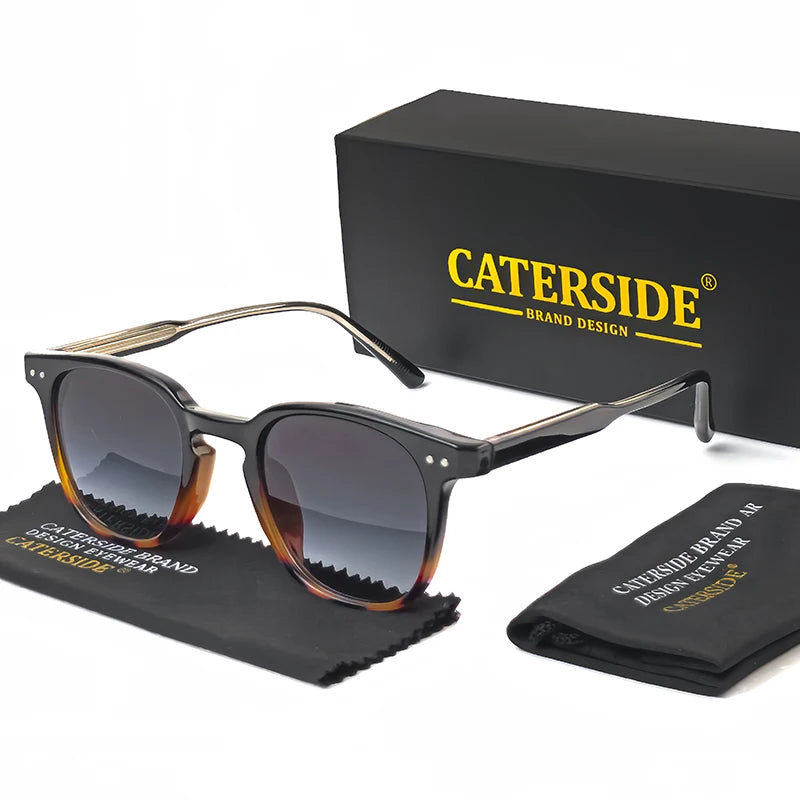 CATERSIDE Round Retro Sunglasses Men's Punk Fashion Brand Design Sun Glasses Women Travel Outdoor UV400 Shades Propionic Temple