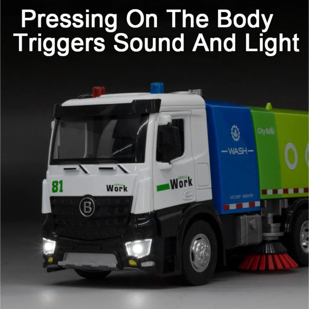 Simulated Alloy Diecast Car Model Toy Sprinkler Sweeper Engineering Sanitation Cars Model Decoration Children Birthday Toys Gift