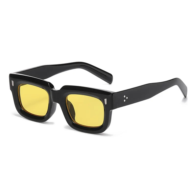 JNPCXI Fashion Square Sunglasses Women Retro Rivets Men Clear Ocean Lens Eyewear Shades UV400 Punk Sun Glasses