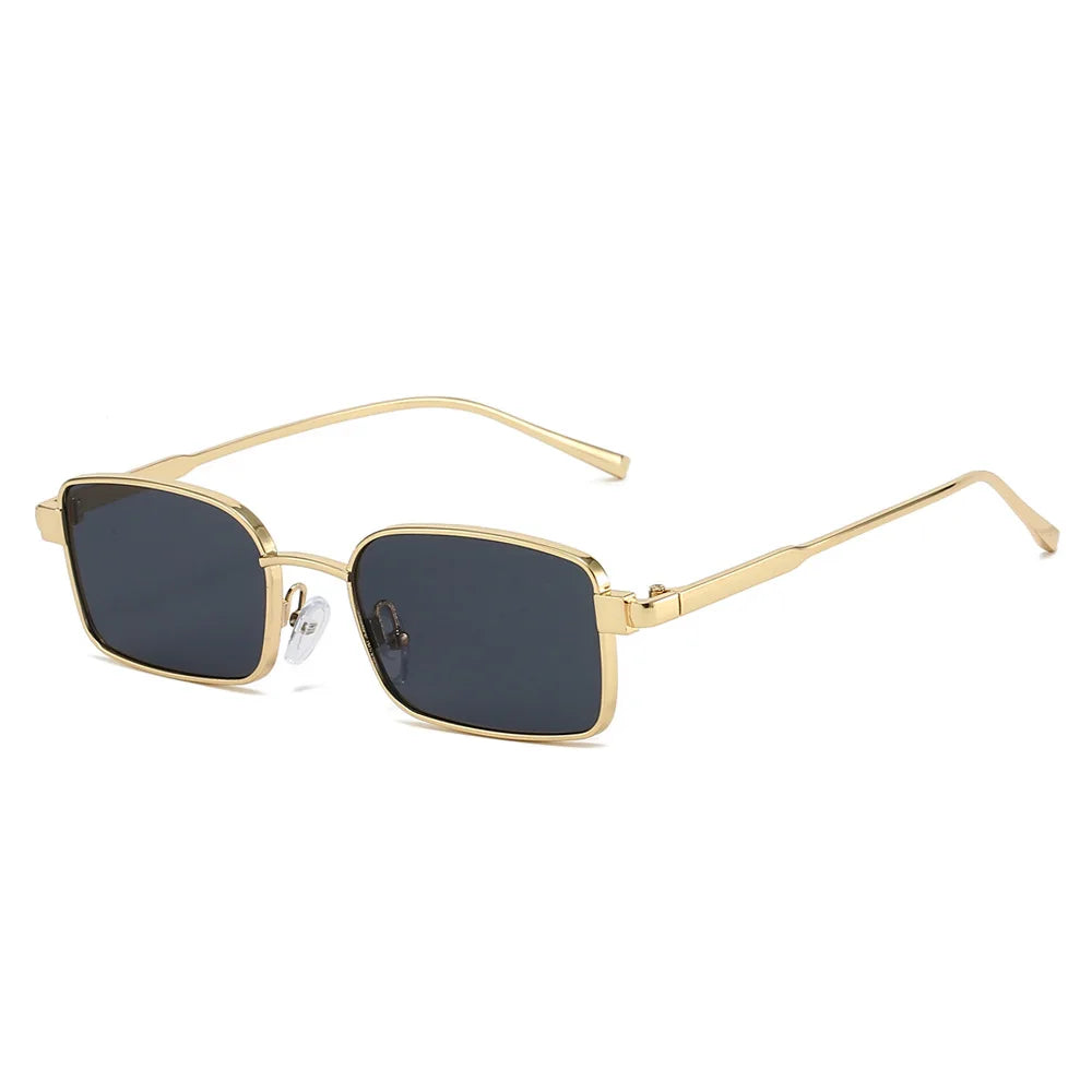 JNPCXI New Metal Rectangle Women Sunglasses Fashion Silver Blue Gradient Shades UV400 Men Punk Sun Glasses