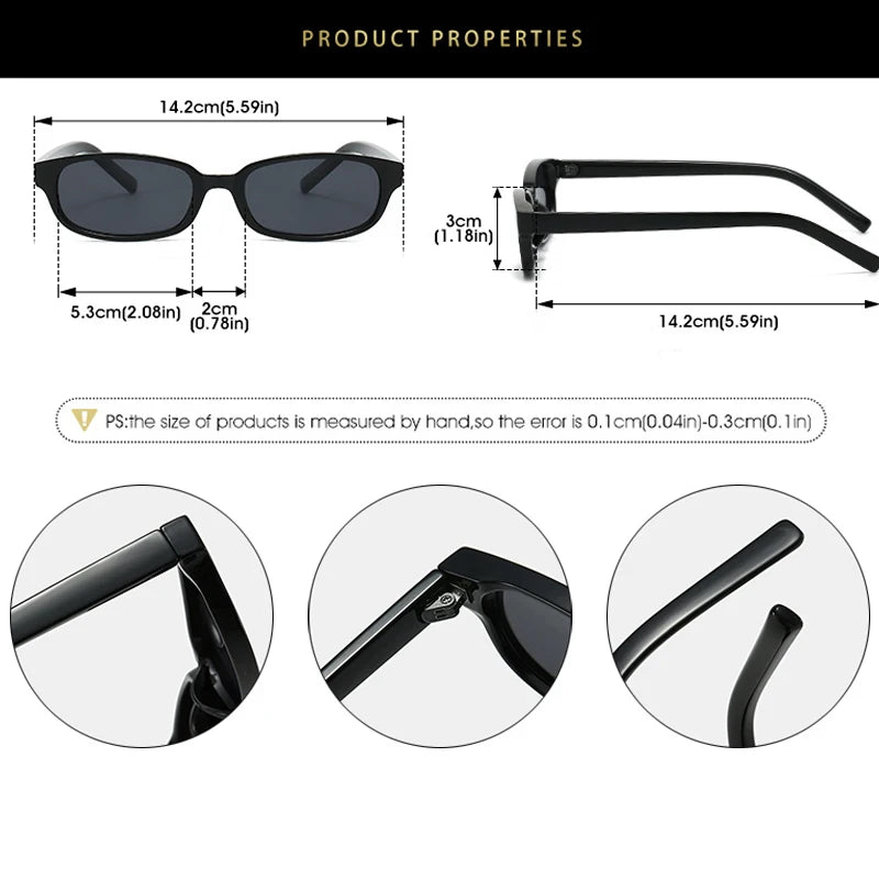 JNPCXI New Ins Popular Fashion Small Rectangle Polarized Men Sunglasses Shades UV400 Retro Leopard Tea Women Punk Sun Glasses