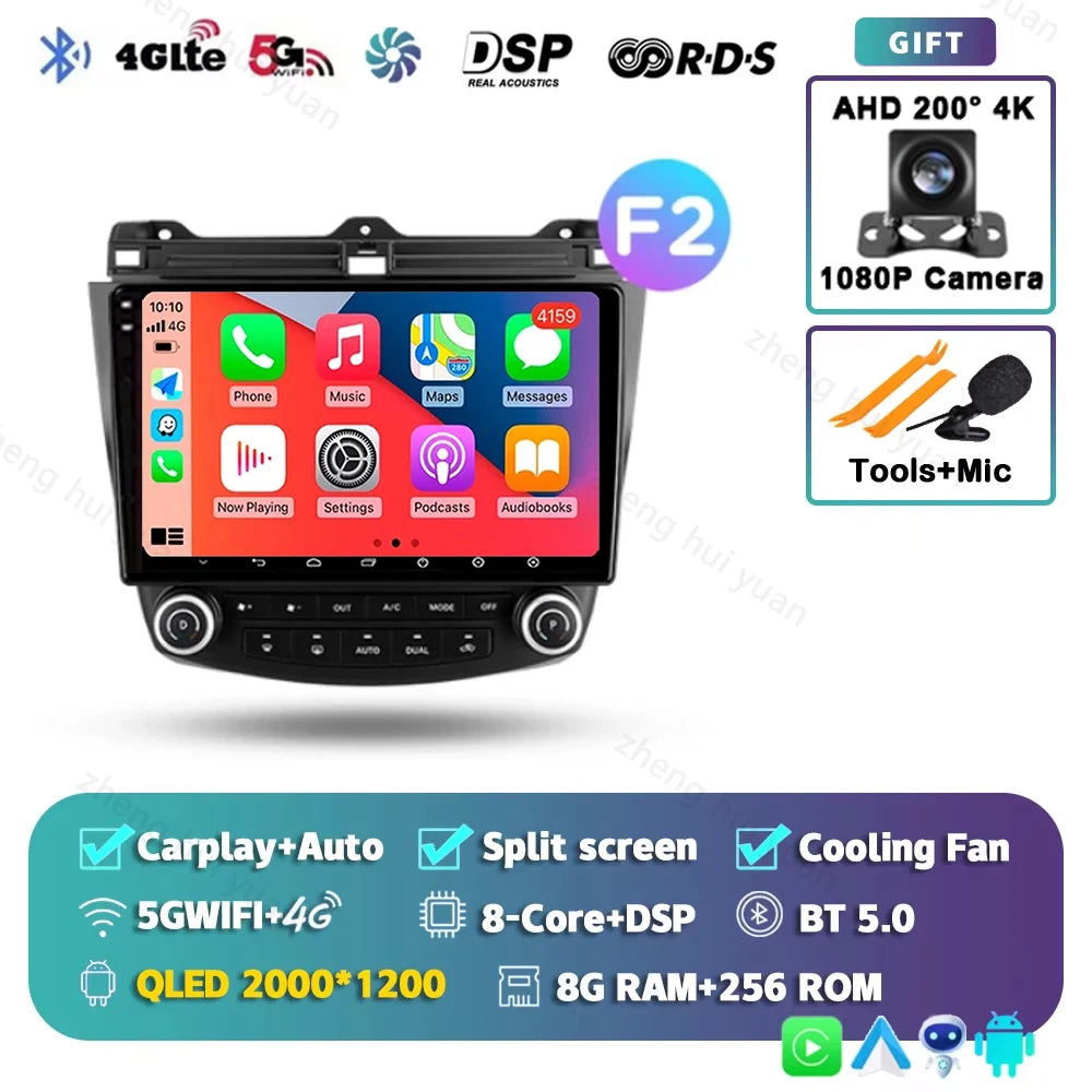 Android 14 For Honda Accord 7 2002 - 2008 CarPlay Auto 360 Camera Car Radio Multimedia Video Player GPS stereo Head Unit 4G WIFI