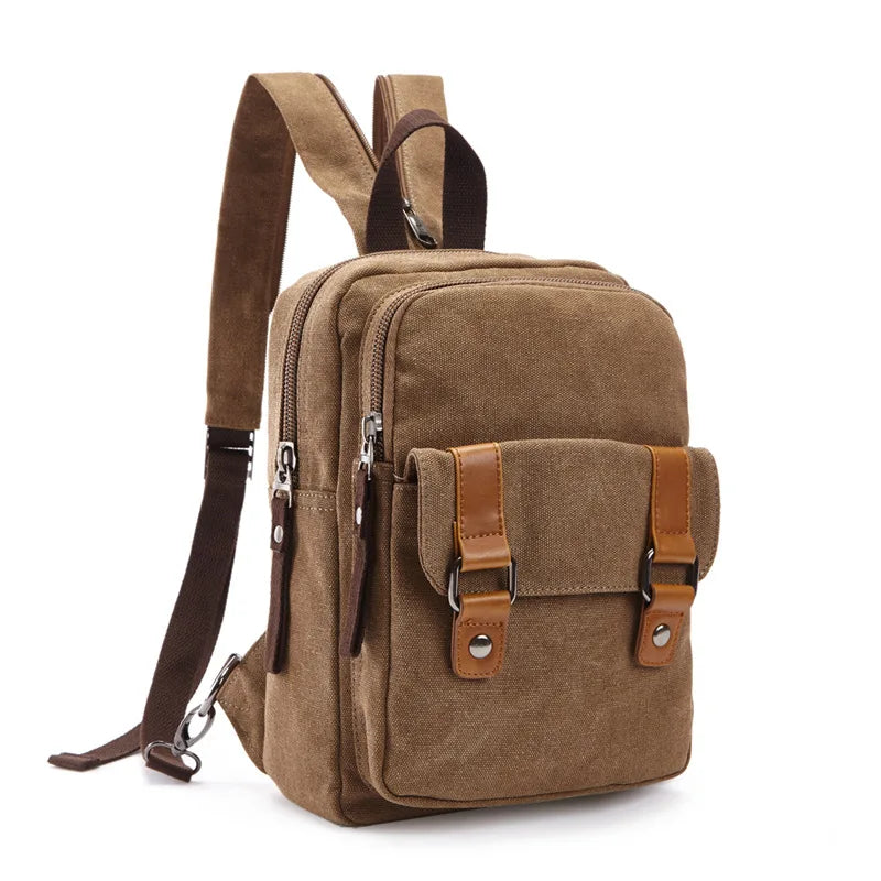 Bule Mini Backpacks Small Vintage Canvas Chest Bag Crossbody Walking Travel Bags