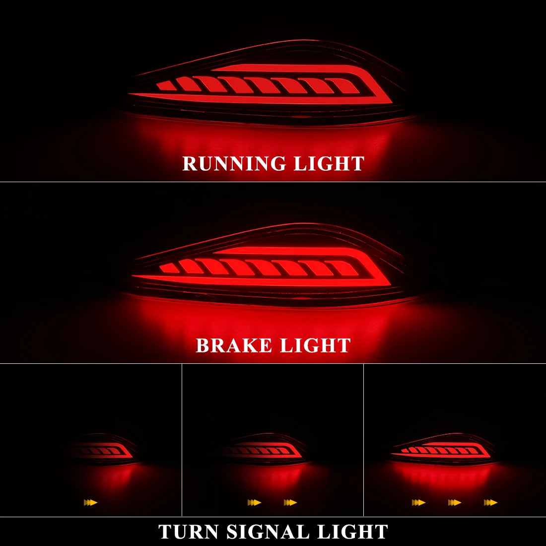 For Toyota Rush 2018 2019 2020 2021 2022 2023 2024 LED Rear Bumper Reflector Light Car Running Brake Dynamic Turn Signal 12V