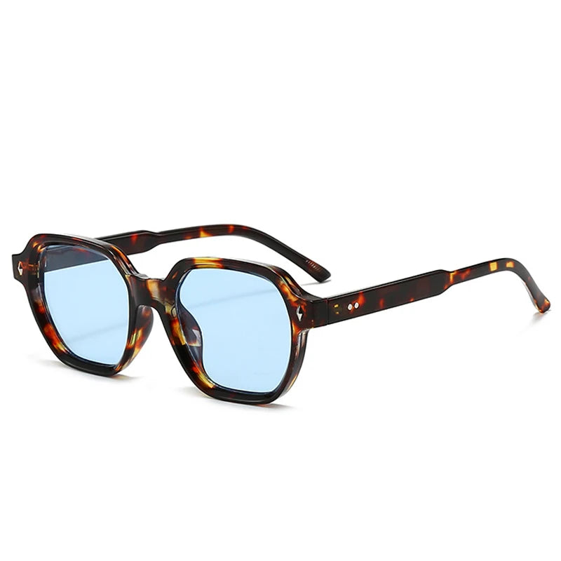 JNPCXI New Fashion Square Women Sunglasses Retro Trending Orange Leopard Rivets Candy Color Sun Glasses Shades UV400