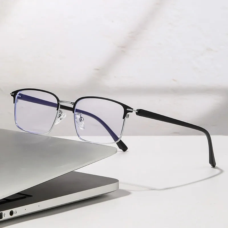 Blue Light Filter Eyeglasses Men's Retro Business Eyeglass Lightweight Glasses Clear Vision