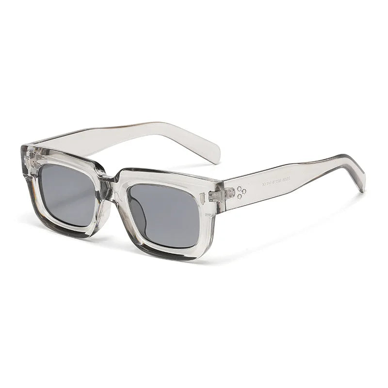 JNPCXI Fashion Square Sunglasses Women Retro Rivets Men Clear Ocean Lens Eyewear Shades UV400 Punk Sun Glasses