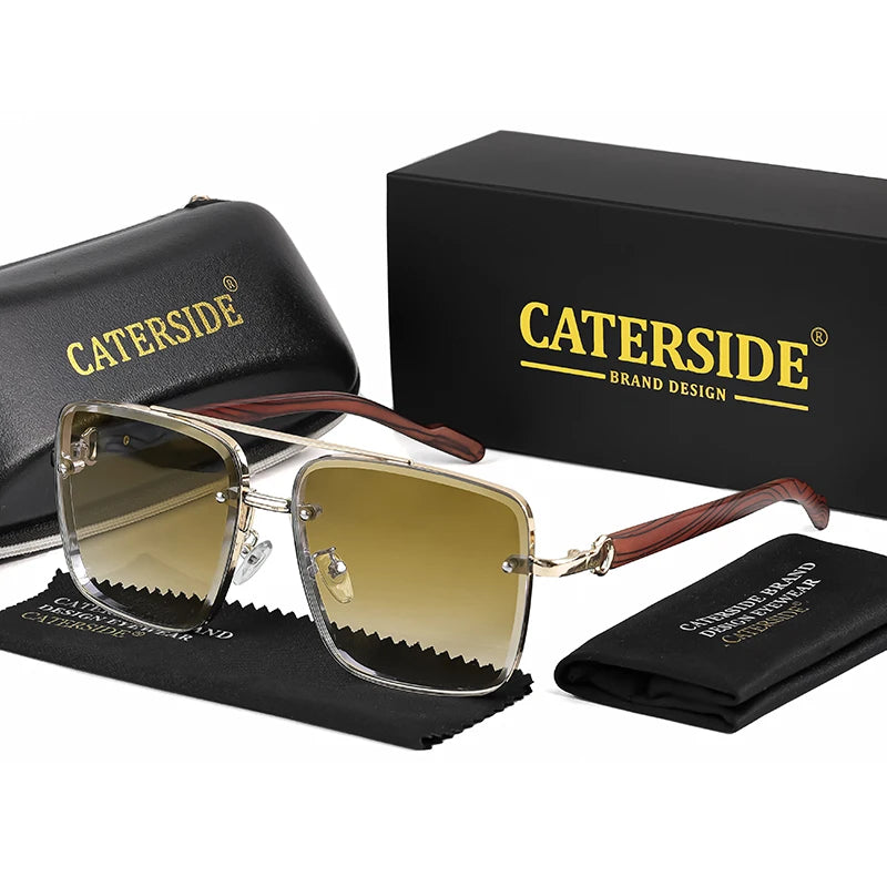 CATERSIDE New Retro Pilot Men's Prescription Sunglasses High Quality Metal Large Frame Women's Fashion Optical Sunglasses UV400