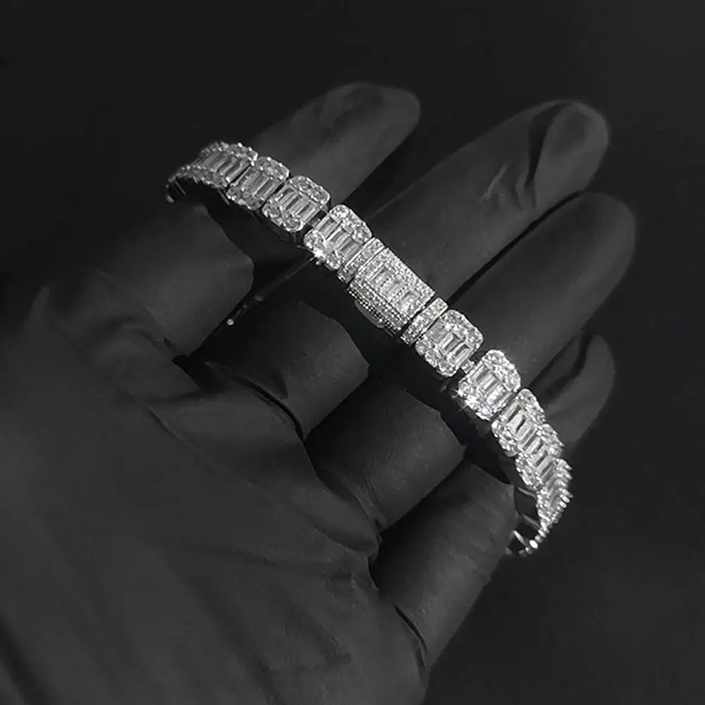 NY 8mm Cluster Tennis Bracelet Hip Hop CZ Rock Sugar Chain Fashion Jewelry