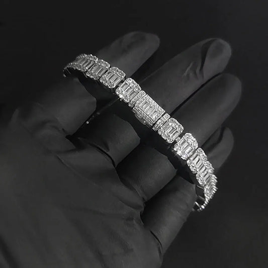 NY 8mm Cluster Tennis Bracelet Hip Hop CZ Rock Sugar Chain Fashion Jewelry