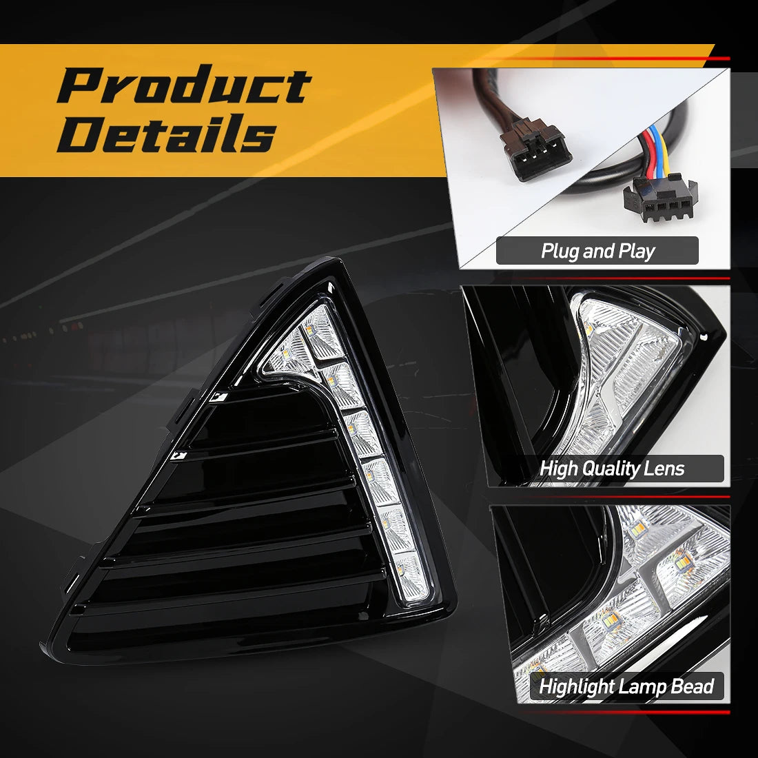 For Ford Focus 2012 2013 2014 LED DRL Daytime Running Lights Dynamic Turn Signal Fog Lamp Auto White Yellow Blue Car Accessories