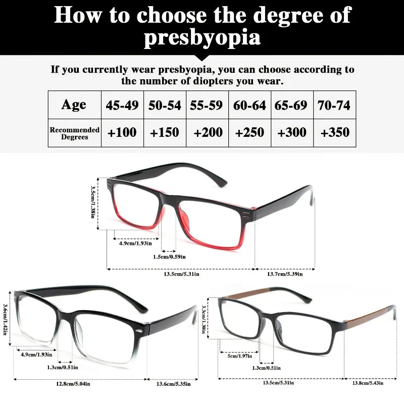 Simple and Unique Rectangular Frame Reading Glasses with Reading Patterns A Combination of High-quality Lenses