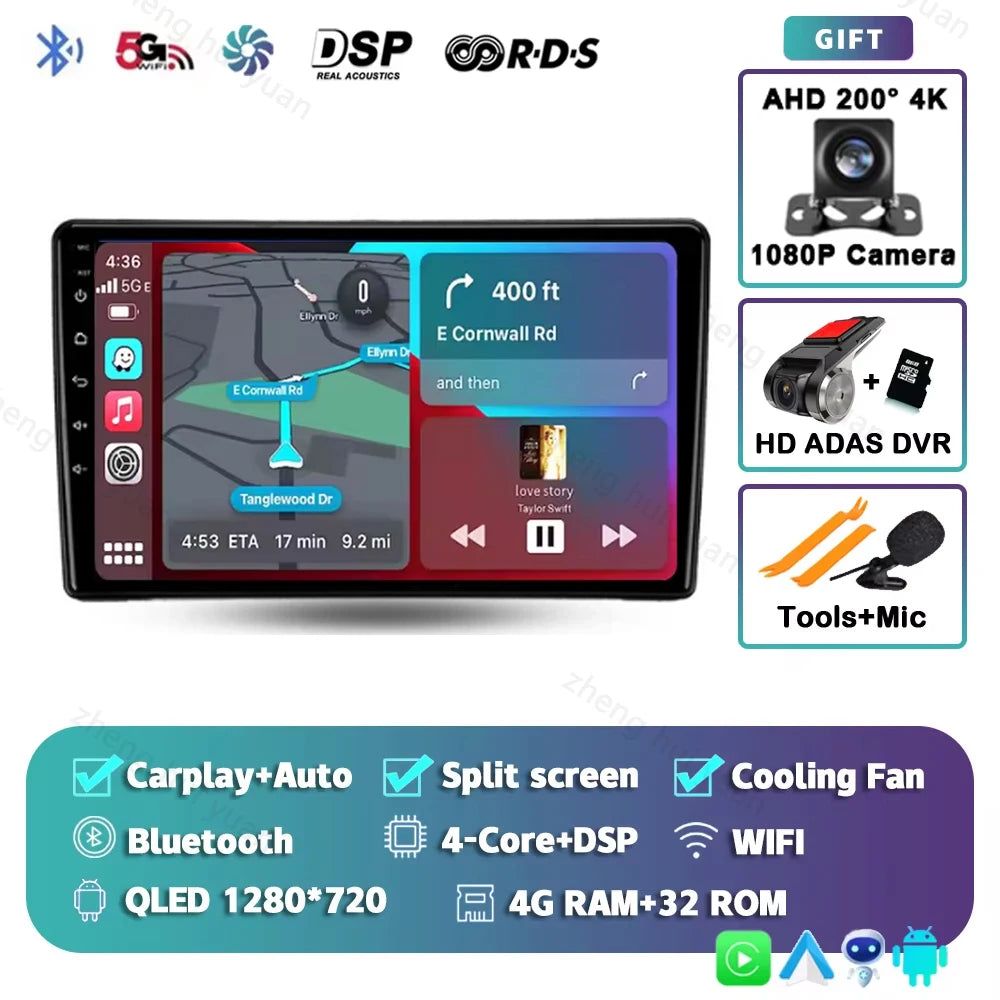 Android 14 For Nissan Navara D40 2004 - 2010 2K QLED CarPlay Auto Car Radio Multimedia Video Player GPS stereo Head Unit 4G WIFI