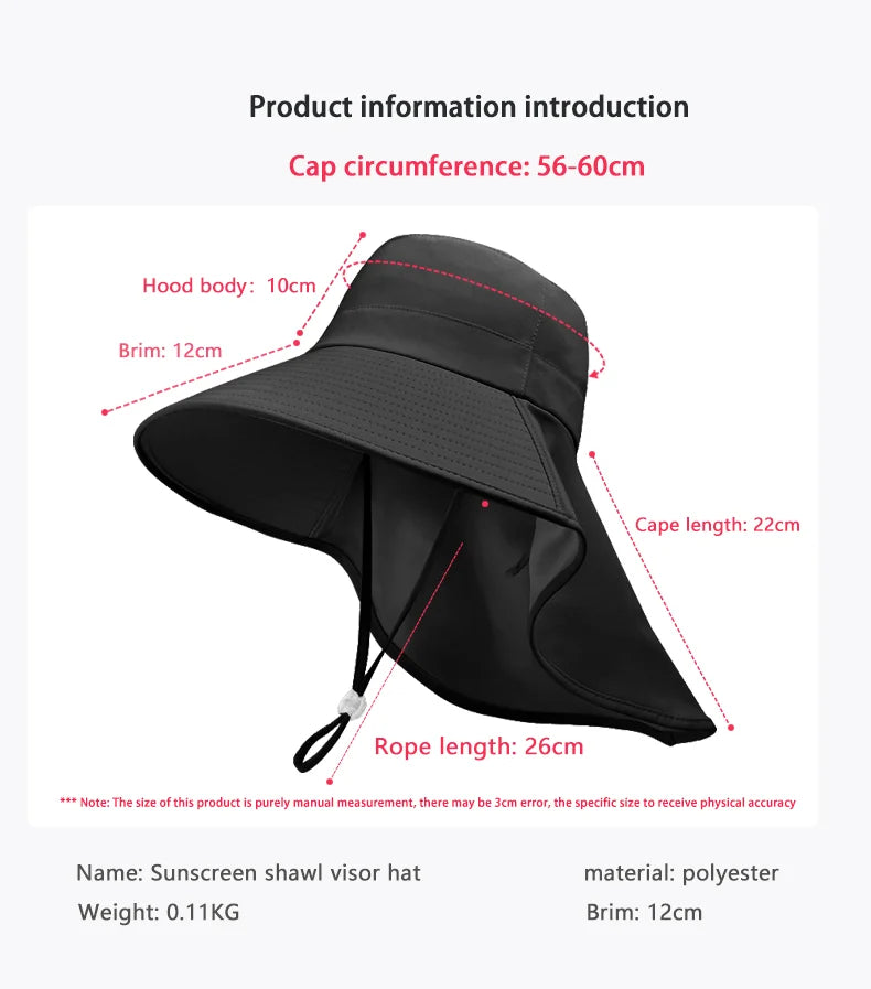 8555 Summer outdoor sunblock hat Korean version of a big hat cape fisherman hat with horsetail hole hat woman