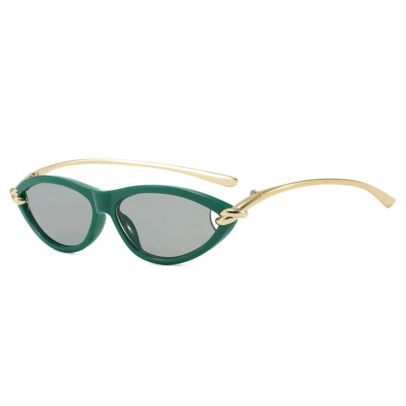 JNPCXI New Fashion Cat Eye Candy Color Women Luxury Sunglasses Brand Designer Oval Hollow Shades Men Sun Glasses UV400