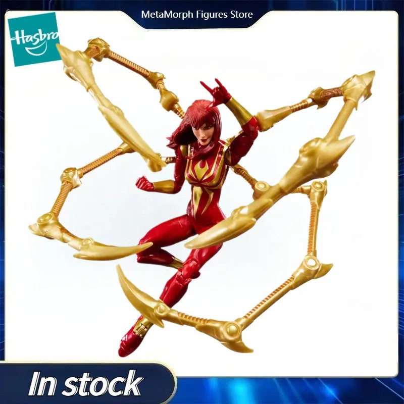Original Hasbro Marvel Legends Series Magic: The Gathering Mary Jane Watson (Iron Spider) Anime Figure Toys Ornaments Collection