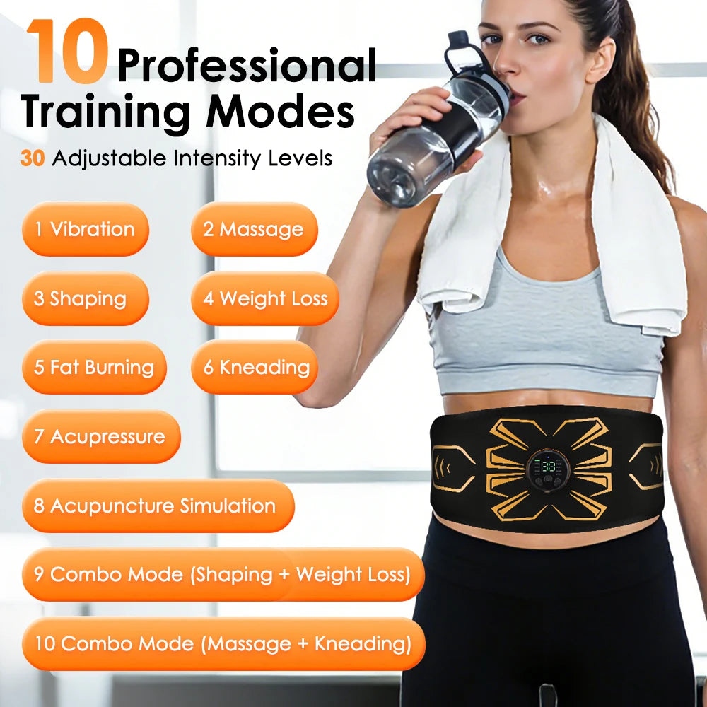 Abdominal Massager Waist Belt Muscle Toner Smart Abdominal Muscle Trainer For Arm Leg Training Fitness Massage Belt Cordless