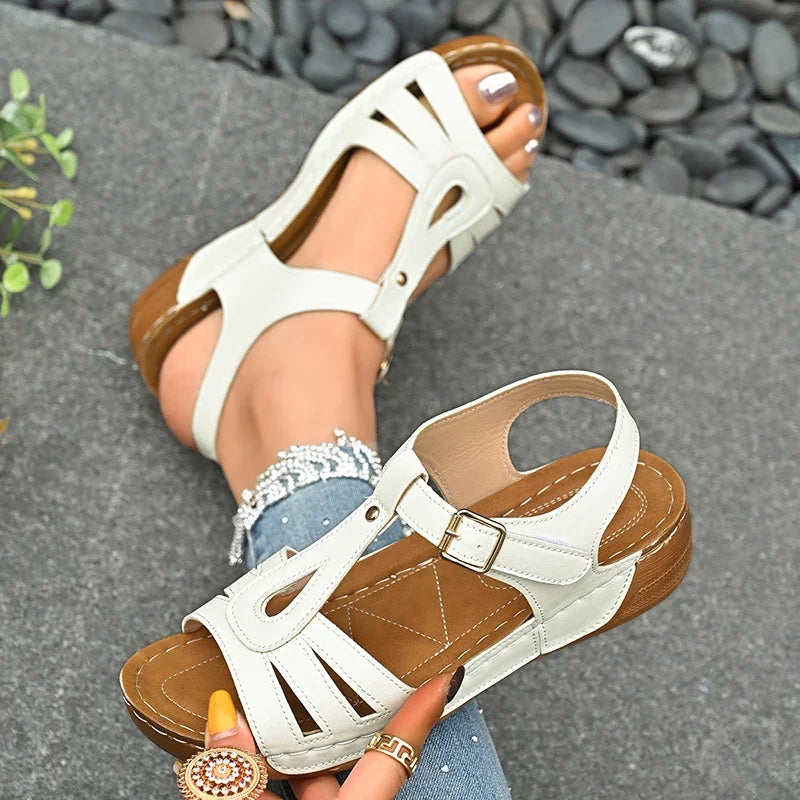 2025 Summer Women Wedge Sandals Lightweight Ankle Buckle Platform Gladiator Sandals Woman Peep Toe Non Slip Beach Sandles 36-43