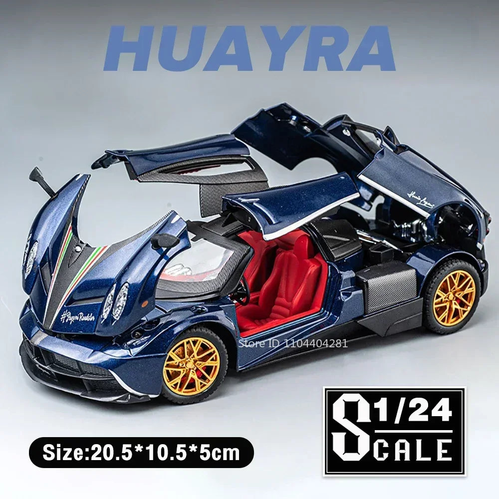 1:24 PAGANI ZONTA HP Huayra Alloy Miniature Car Toy Diecast Model with Sound Light Pull Back Front Wheel Steering Boy Adult Gift