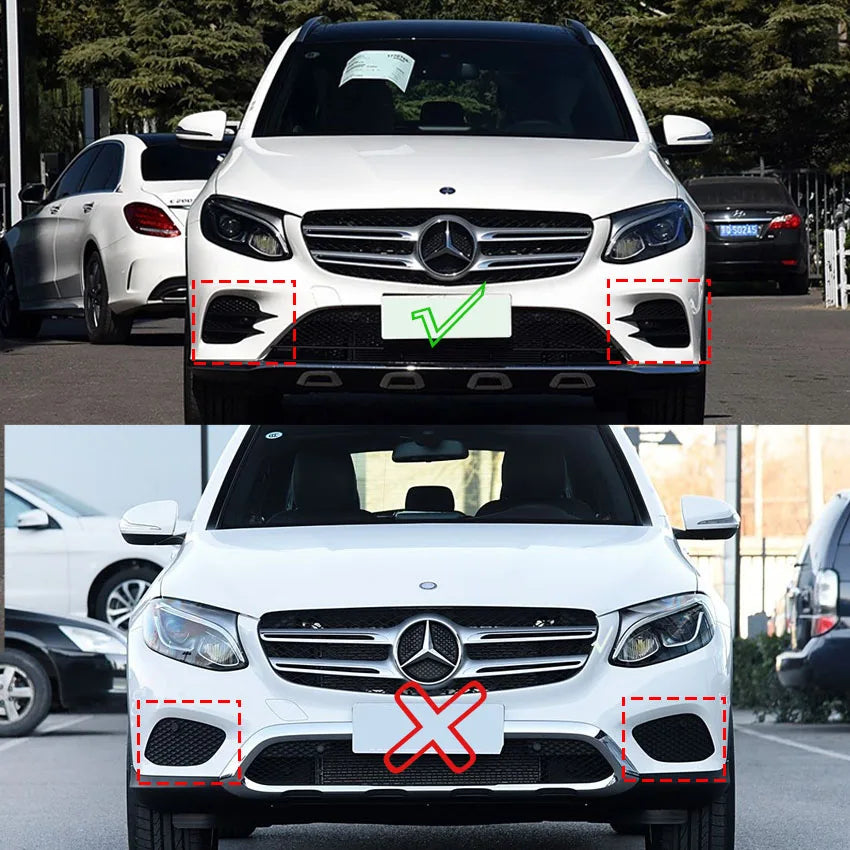 For Mercedes Benz GLC Class X253 GLC260 300 GLC43 AMG 2016-2019 Car Front Bumper Splitter Spoiler Fog Light Trim Gloss Black