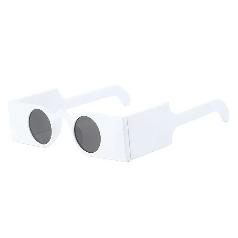 JNPCXI New Retro Unique Rectangle Women Sunglasses Fashion Small Round Lens Shades Interest Women Wide Legs Sun Glasses UV400