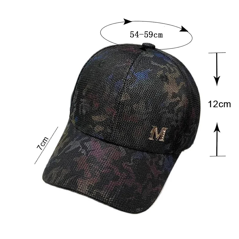 CNTANG Summer Baseball Cap Fashion Women's Rhinestone M Mesh Breathable Hip Hop Caps Snapback Women Casual Designer Visor Hat