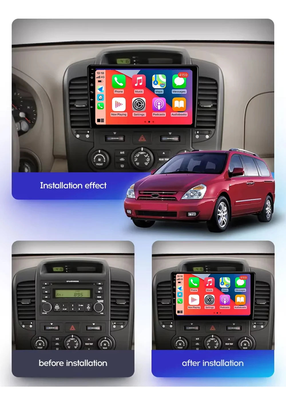 For KIA Carnival VQ 2006-2014 2K 12+256 QLED Android 15 CarPlay Car Radio Multimedia Video Player GPS stereo Head Unit 4G WIFI