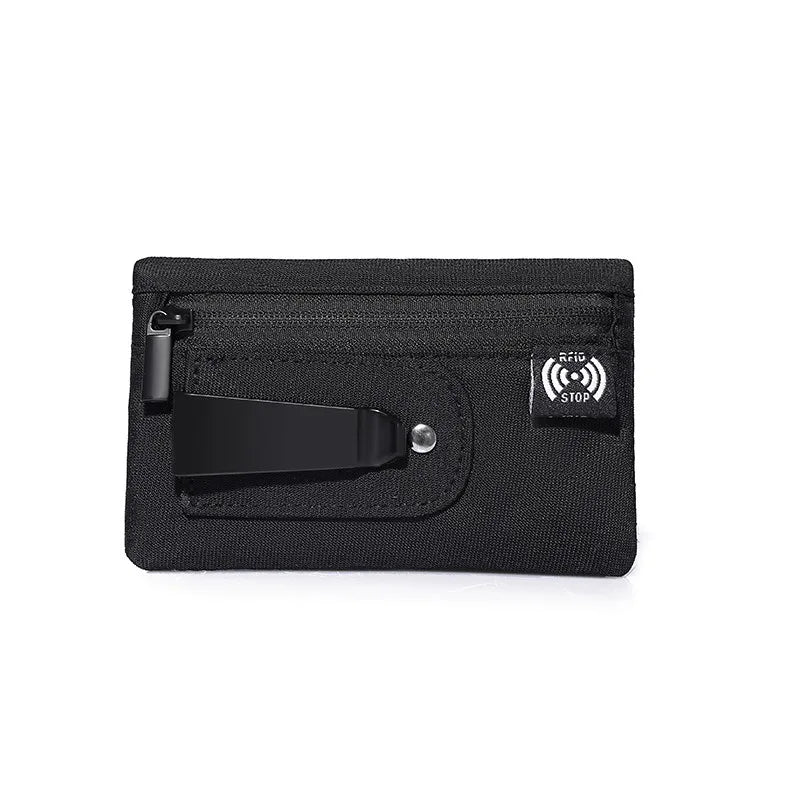 Mini Coin Purse Simple Fabric Pouch with Zipper & Belt Clip Non-braided RFID Blocking Money Bag Organizer for Cash and Coins