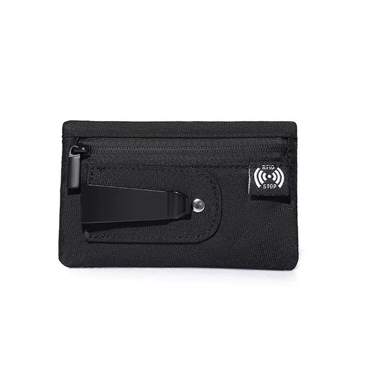 Mini Coin Purse Simple Fabric Pouch with Zipper & Belt Clip Non-braided RFID Blocking Money Bag Organizer for Cash and Coins