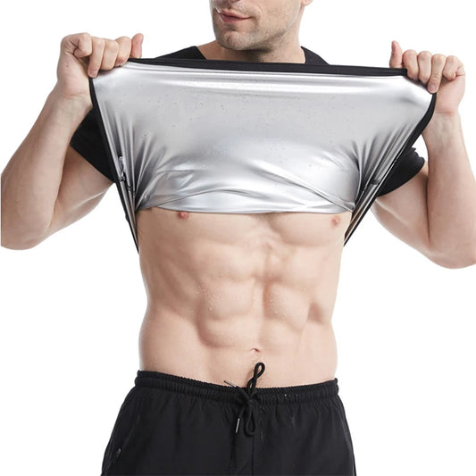 Gray Men’s Sauna Suit Heat Trapping Vest Slimming Body Shaper Waist Trainer Top