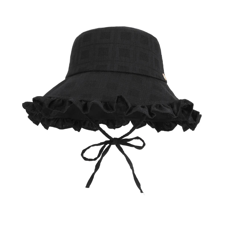 6156-New spring and summer women's outdoor hats, fashionable and versatile sun hats with lace trim and large brim, fishermanhats