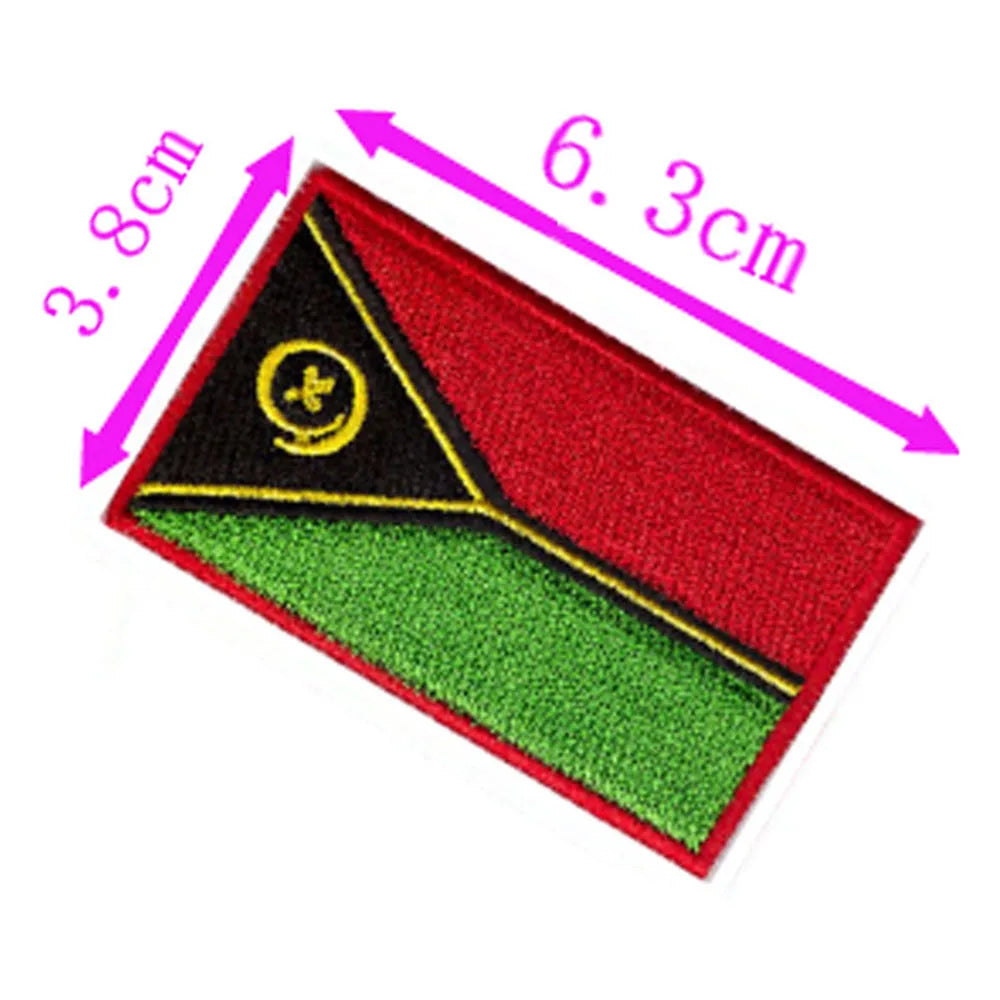 1pc Vanuatu Country Flag Embroidery Patch 6.3cm Wide Iron On Sew On Backing/Hand Craft/Applique/Hot Cut