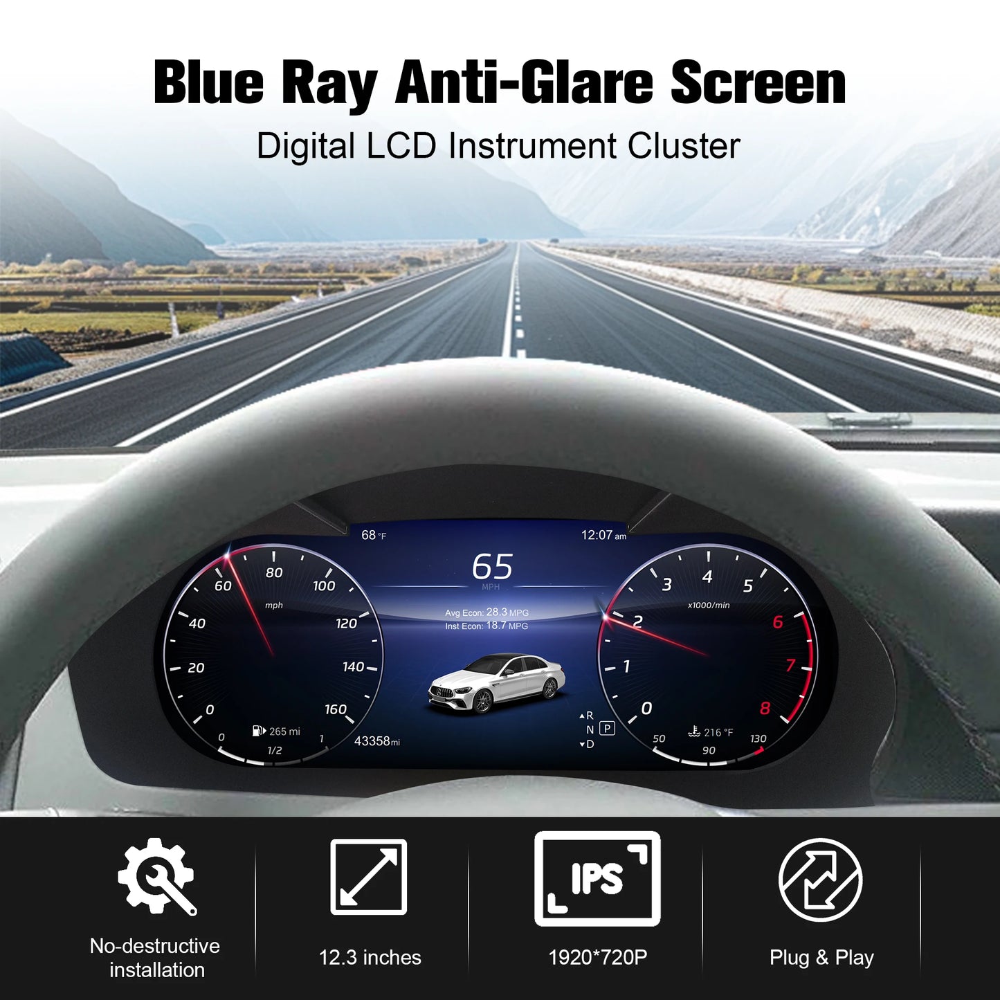 Digital instrument cluster suitable for Mercedes-Benz C/GLC W205/W253 2015-2018 models LCD cluster instrument speedometer