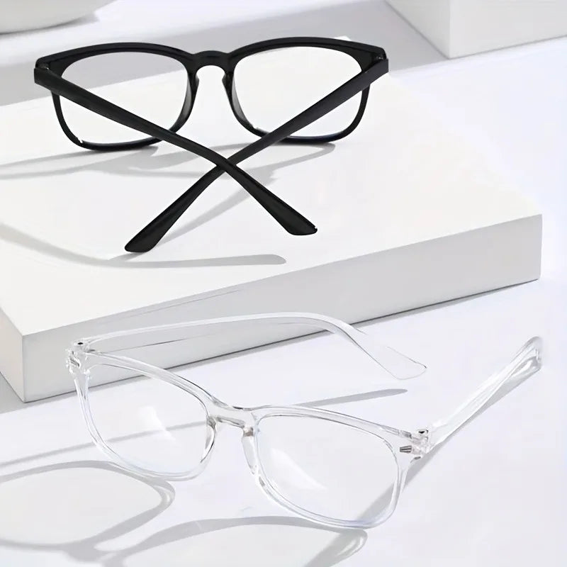 3pcs Lightweight PC Frames Minimalist Square Clear Lens Glasses - Blue Light Blocking, Full Frame, for Everyday & Casual Wear