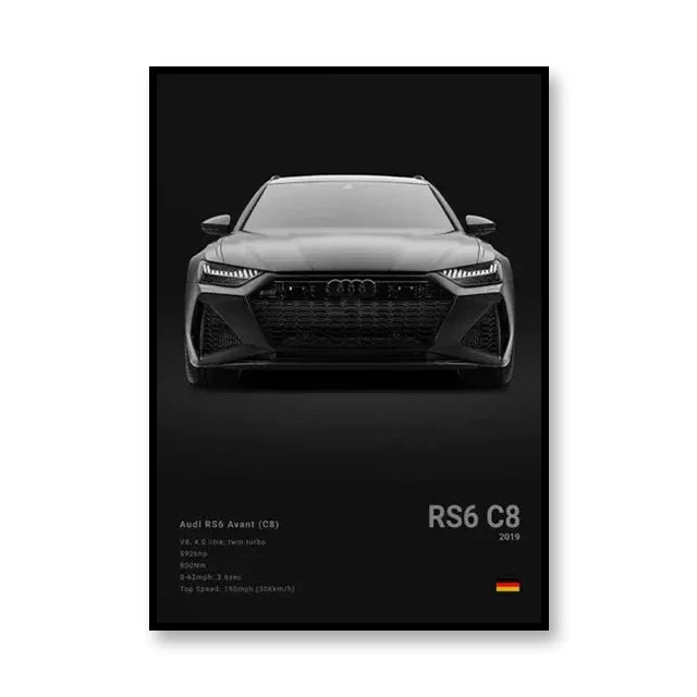 RS6 C8 Audi Print Famous Brand Cars Canvas Wall Art Poster Print Room Decor