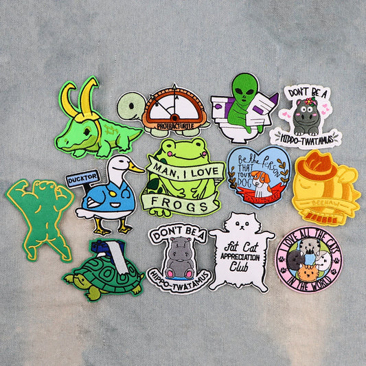 Cartoon Turtle Patches For Clothing Funny Hippo Patches Cute Animal Duck Patch Iron on Embroidery Patches on Clothes Stickers