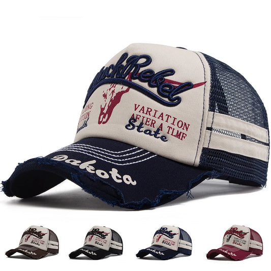 Summer Mesh Trucker Hat Men Vintage Embroidery Baseball Cap Sun Visor Retro Snapback Women Hip Hop Dad Caps For Outdoor Casual