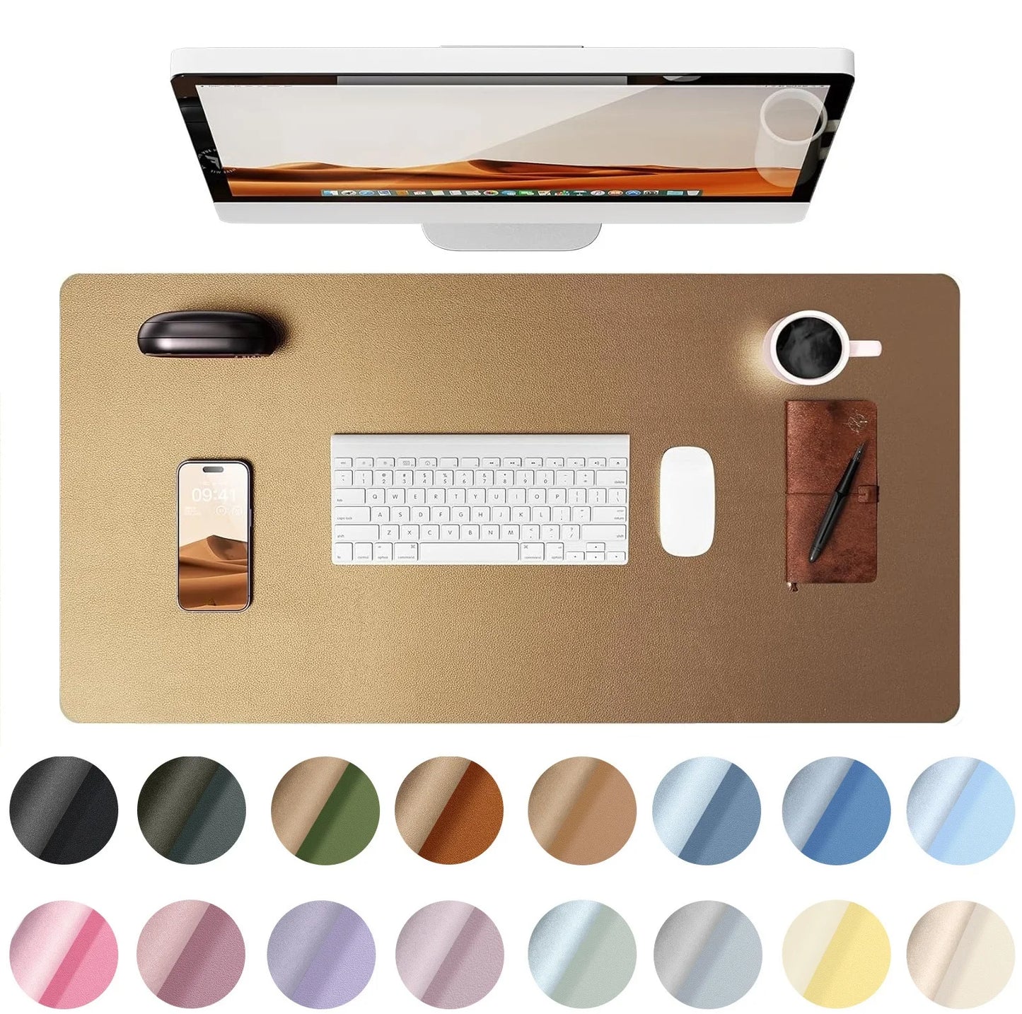 Large Size Leather Desk Pad Protector, Office Desk Mat, Large Mouse Pad, Non-Slip PU Leather Desk Blotter, Laptop Desk Pad