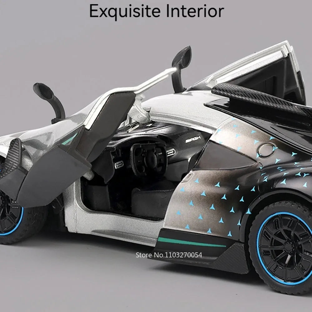 1:32 ONE Pagani Zonda HP Diecast Alloy Models Toys Car Doors Opened Sound Light Pull Back Miniature Vehices Home Decor Ornaments