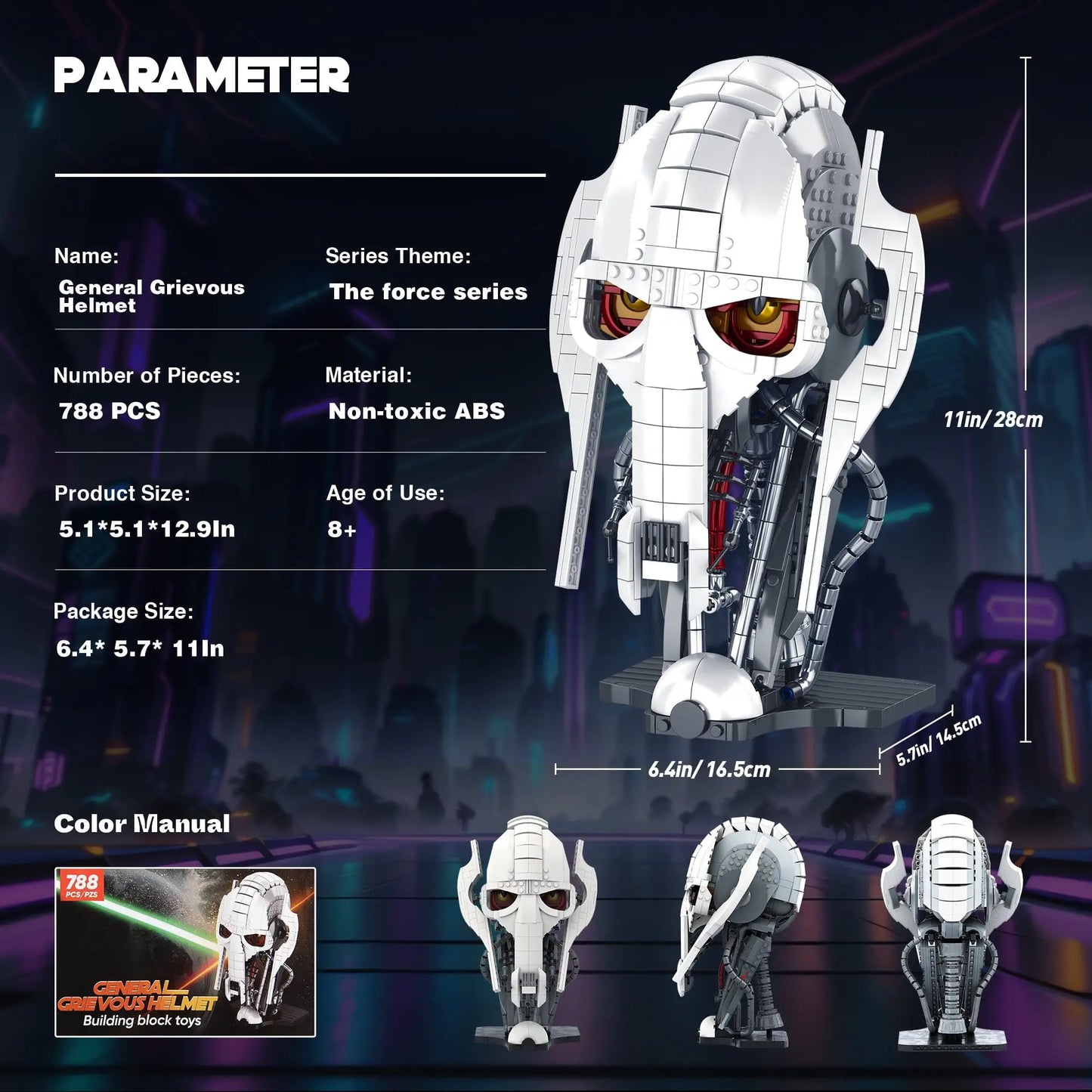 788pcs MOC Idea General Grievous Helmet Building Blocks Bricks Helmet Collection