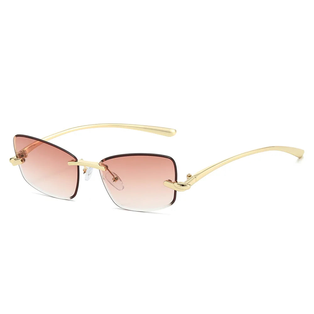 JNPCXI 2026 New Luxury Butterfly Sunglasses for Women Rimless Tint Lens Metal Shades Party Travel Decoration Uv400