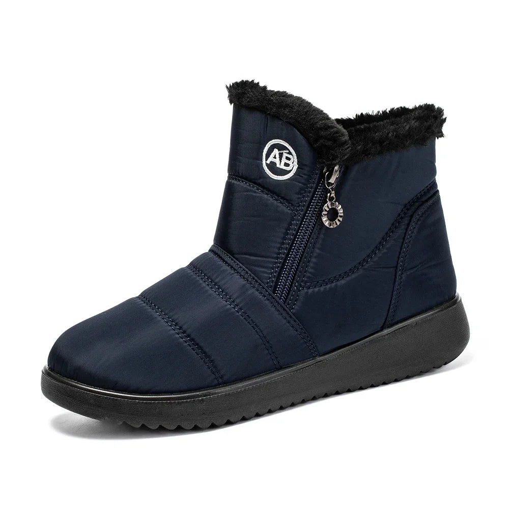 Warm Thick Plush Winter Ankle Boots for Women 2025 Zip Non Slip Waterproof Snow Boots Woman Soft Sole Cotton Shoes Plus Size 44