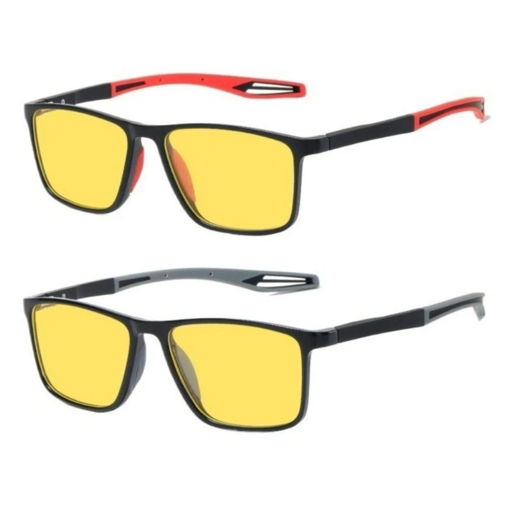 2 PCS Unisex HD Yellow Lenses Color Changing Ultra Light Dual-purpose Night Vision Goggles for Sports