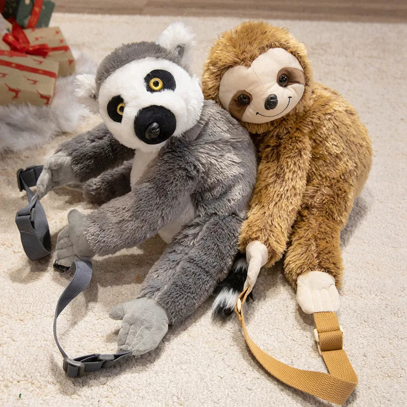 1Pc 40CM Lovely Plush Sloth Alpaca Lemur Elephant Plush Backpack Toy Cute Animal Shoulders Bag Lions Rabbit Giraffe Nice Gift
