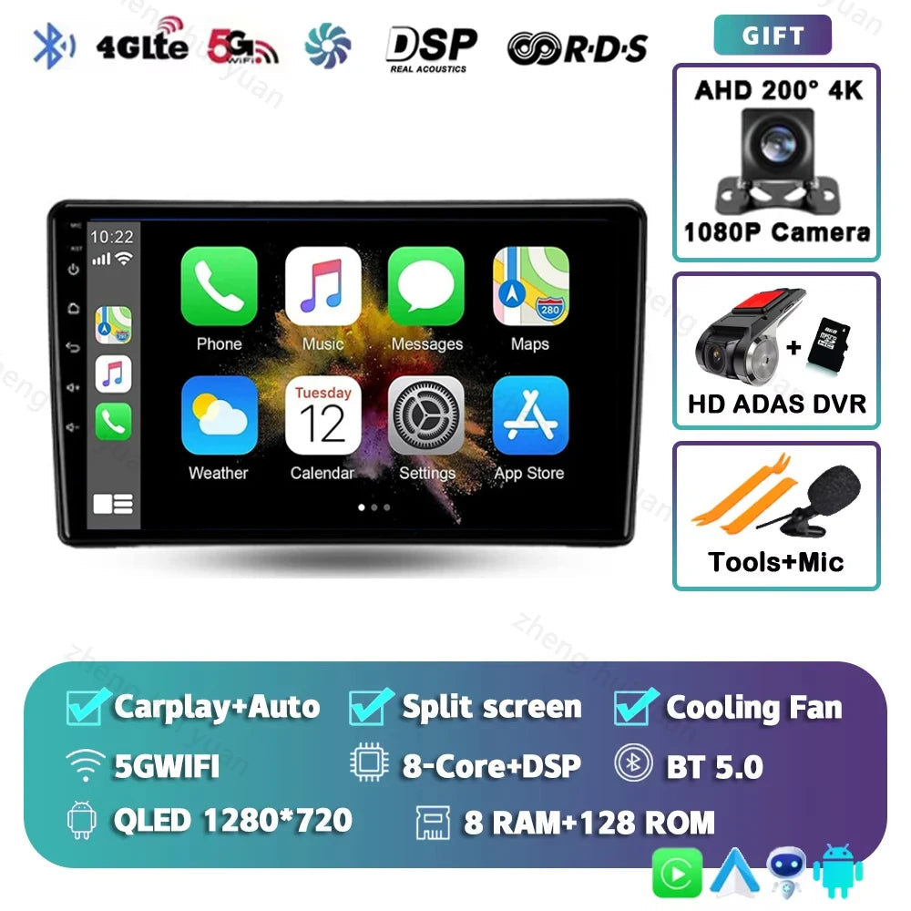 Android 14 For Nissan Navara D40 2004 - 2010 2K QLED CarPlay Auto Car Radio Multimedia Video Player GPS stereo Head Unit 4G WIFI