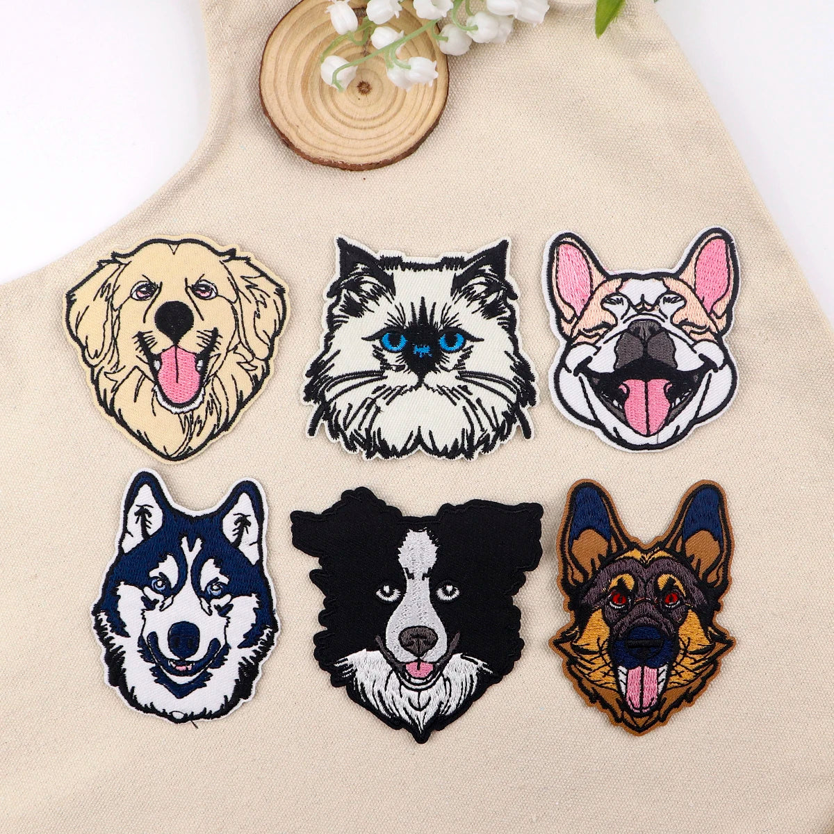 Cute Pet Dogs Embroidery Patch Cartoon Animals Iron On Patches For Clothing Thermoadhesive Patches On Clothes DIY Sew Badges