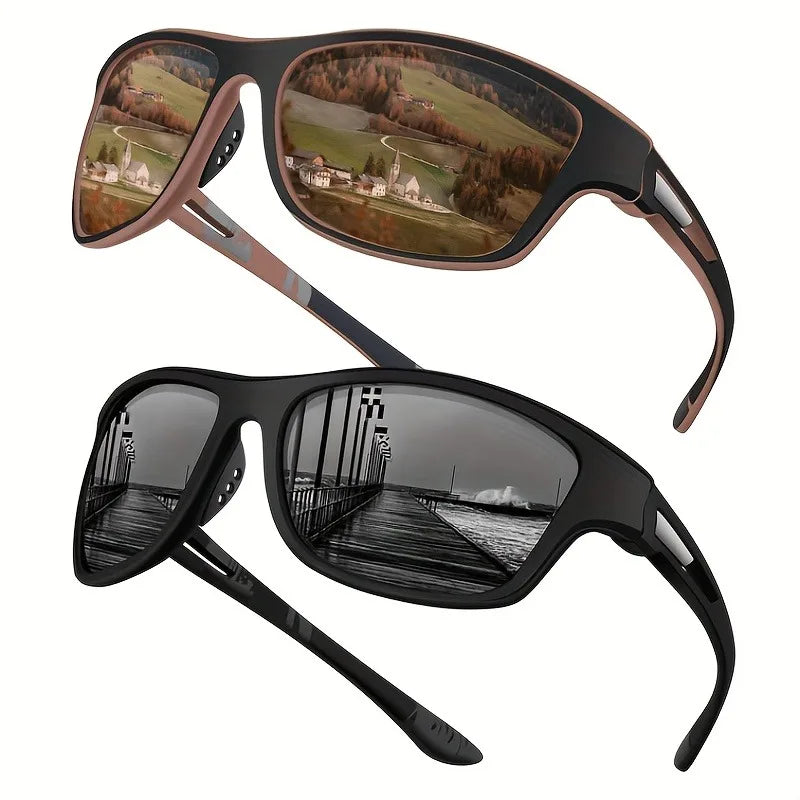 2 Pieces of Men's Square Fashionable Glasses with Comfortable PC Frame Casual Decoration Daily Fashionable Glasses